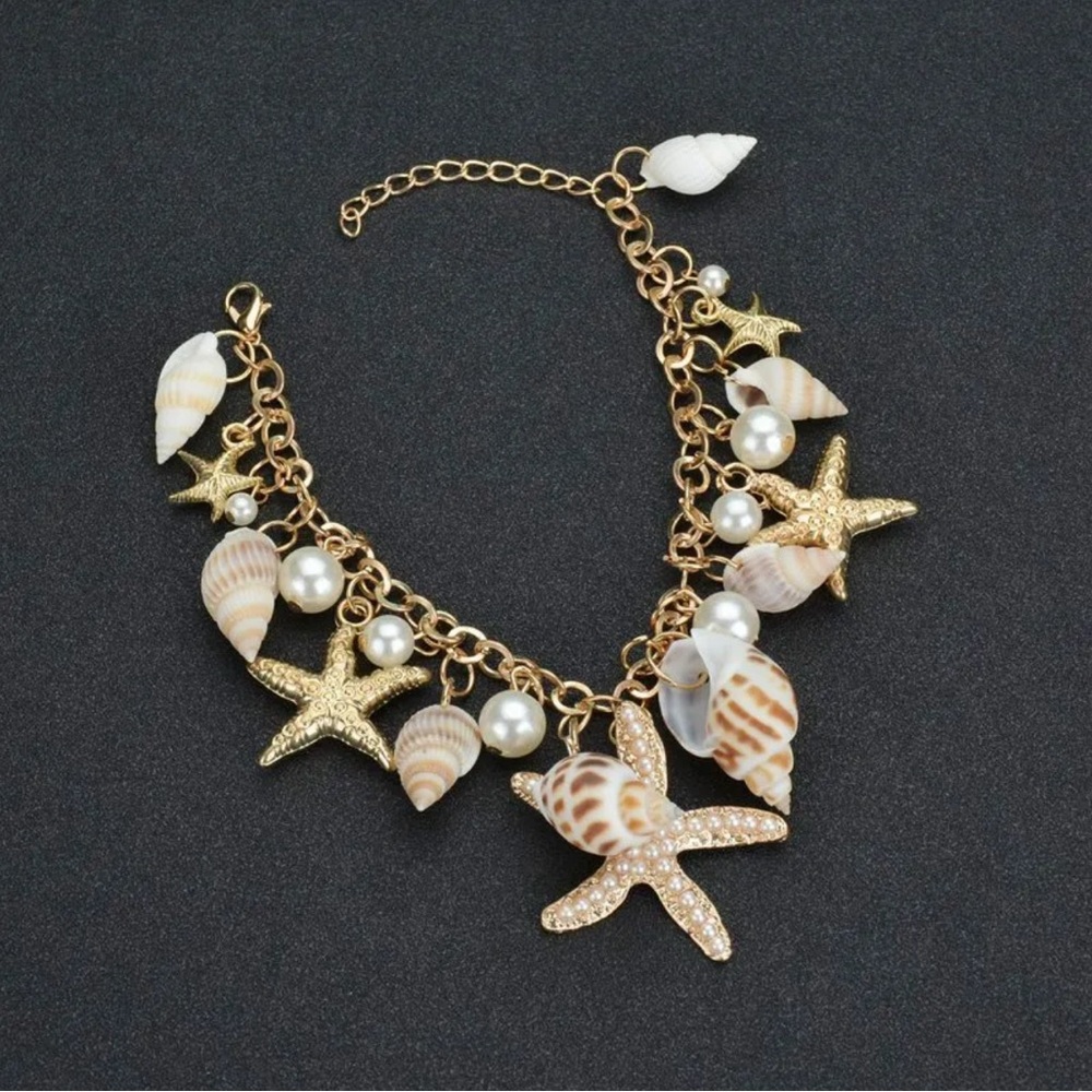 Starfish Sea Shell Design Bracelet Fashionable Adjustable Strap Bracelet Anklet